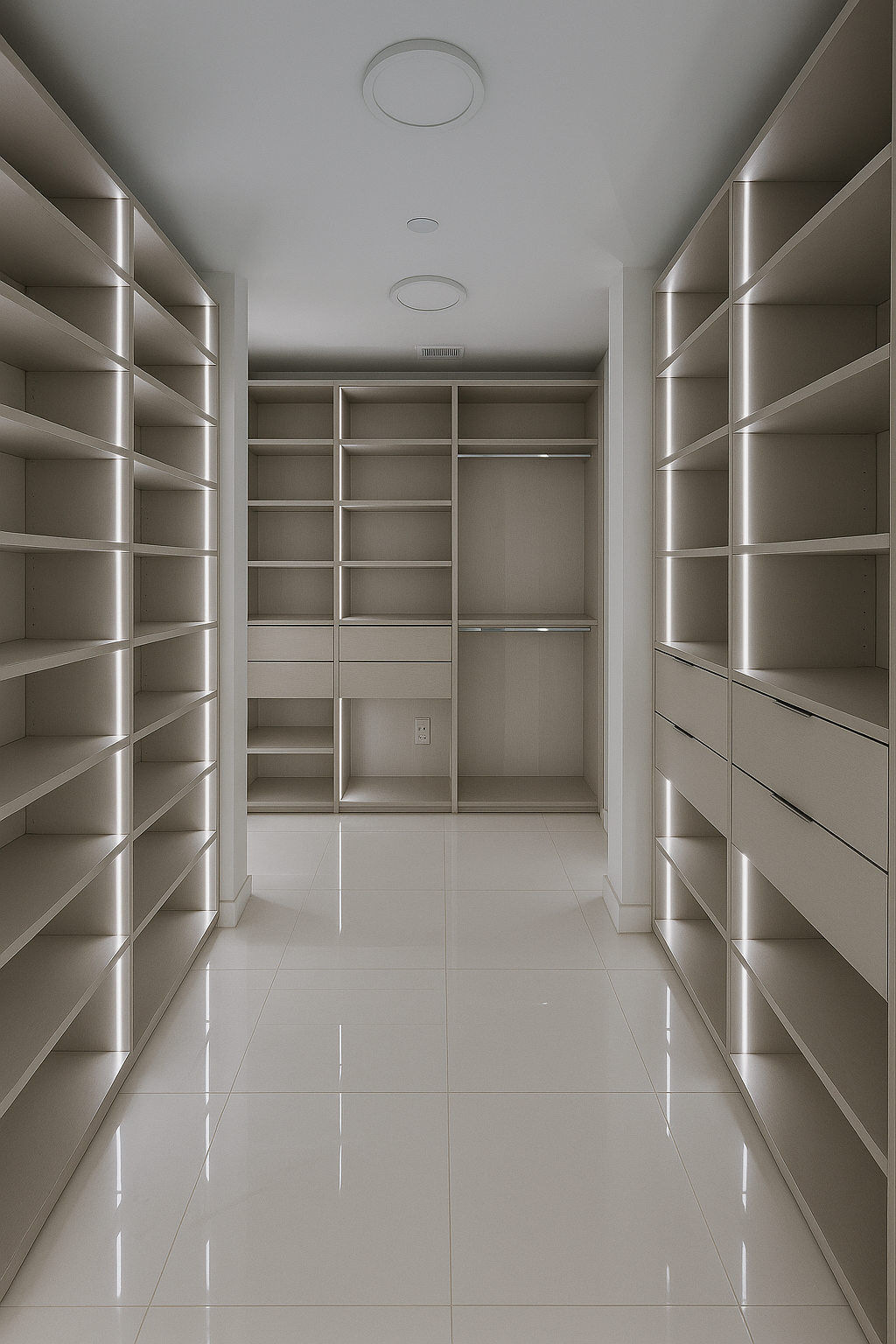 Casabella custom walk-in closet with integrated lighting