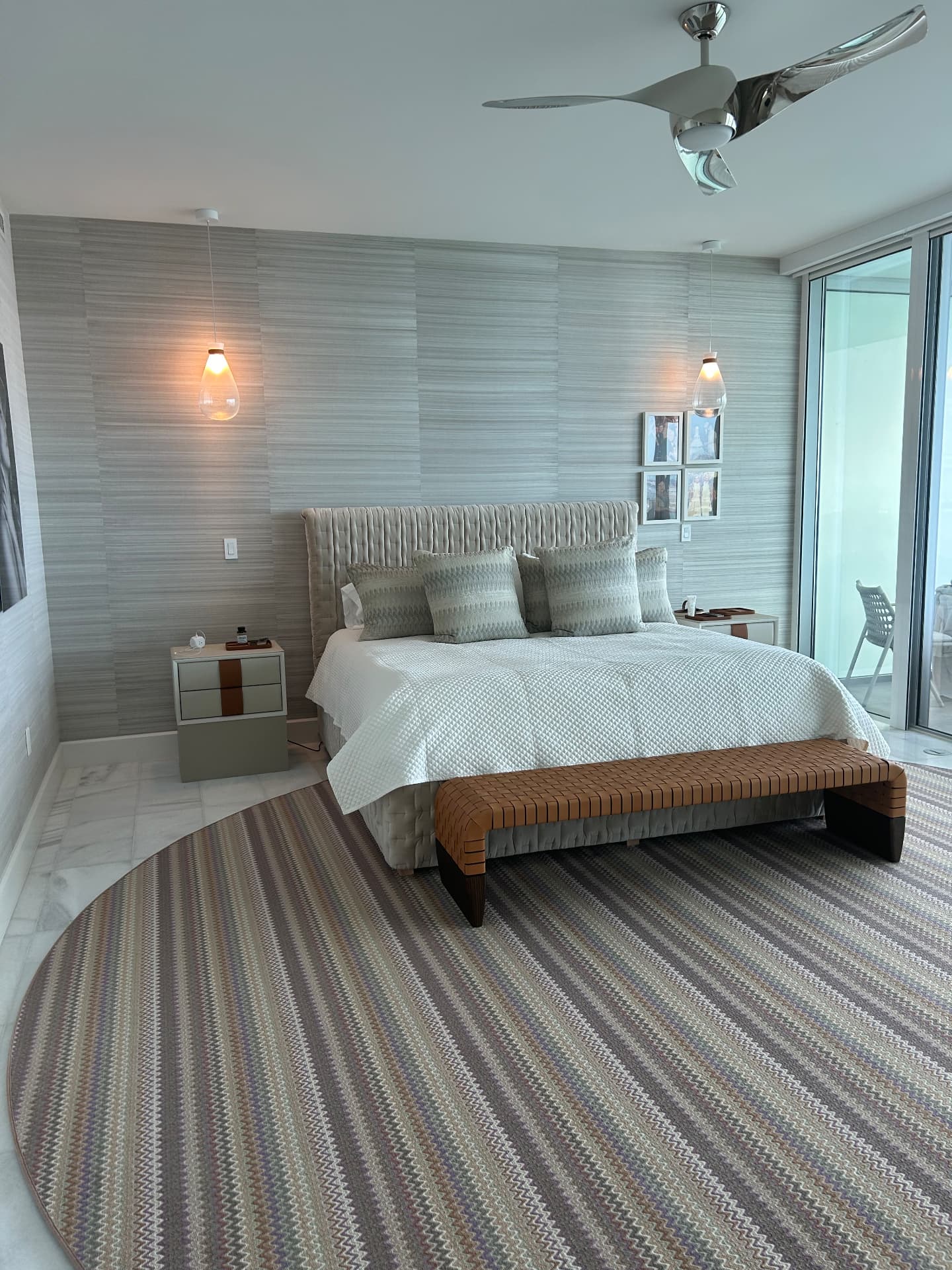 Missoni Baia primary suite with textured wallcovering