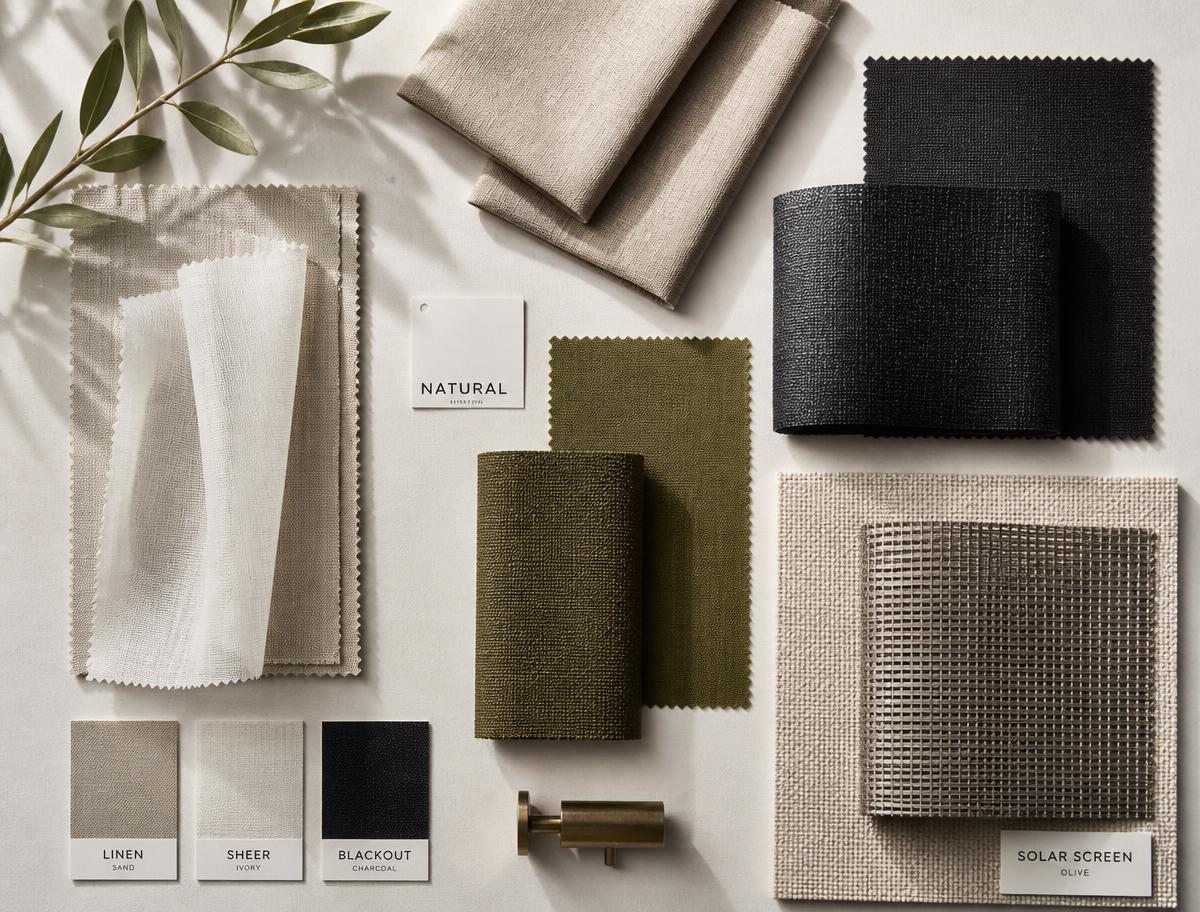 Fabric samples: linen, velvet, bouclé and voile